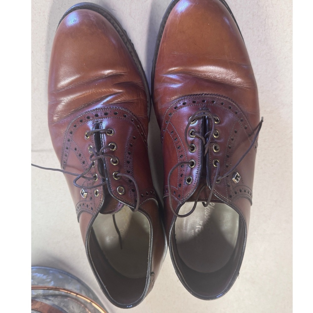 FootJoy Classics Brown Leather Wingtip Golf Shoes Mens 10 E